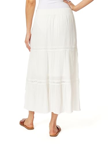 WallFlower Womens Carmen Crinkle Rayon Gauze Tiered Maxi Skirt with Crochet2