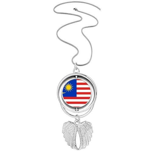 Pendentif drapeau national de la Malaisie ailes d'ange, cadeau collier parfait