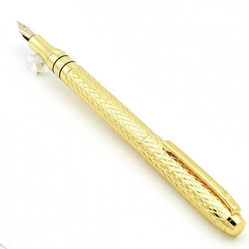 Image of Success Stationery Hero Pen Original Fountain Pen for Men Extra Fine 10K Gold Plated Nib Ink Pen Golden Colour Cap and Body Gold Trim Luxury Pen 703 Gift Set with Box