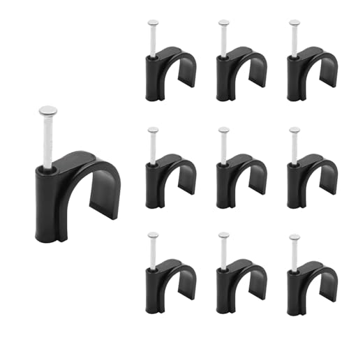YiiSeeJo 50pcs 1 Inch Half Clamp J-Hook with Nail for Pex Tubing Pipe Support, Black