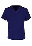 Unisex Smart Scrub Tunic top for Healthcare NHS GP and Dental Practice. INS20, Medium, Navy