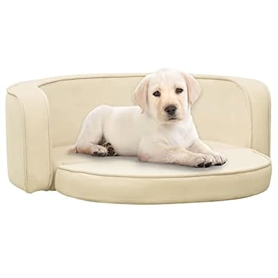 Keyur Pet Sofa, Dog Sofa Couch Dog Settee Dog Cat Bed Lounger Foldable Dog Sofa Cream 73x67x26 cm Plush Washable Cushion