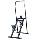 Stair Stepper Exercise Machine, Stair Climber Home Workout with Adjustable Handle, Foldable Climber Fitness Machine with LCD Screen for Gym, Weight Capacity 136KG (Blue inner handrail)