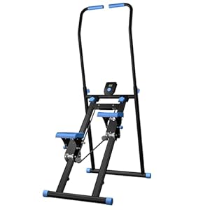 Stair Stepper Exercise Machine, Stair Climber Home Workout with Adjustable Handle, Foldable Climber Fitness Machine with LCD Screen for Gym, Weight Capacity 136KG (Blue inner handrail)