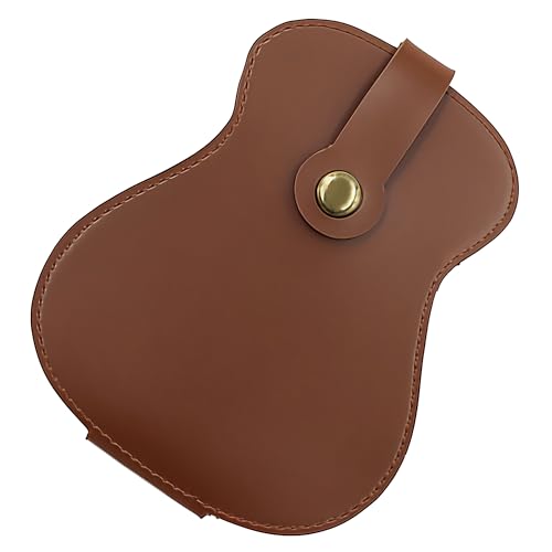 Musiin Guitar Pick Case with 18 Pick Slots, PU Leather Pick Holder Pouch, Personalized Creative Music Gift for Guitarists (Brown)