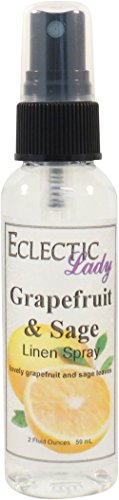 Grapefruit and Sage Linen Spray (Double Strength), 4 ounces - Eclectic Lady Sheet and Linen Spray - No Artificial Colors, Parabens, or Preservatives - Long-Lasting Scent for Bed, Fabric & Pillow