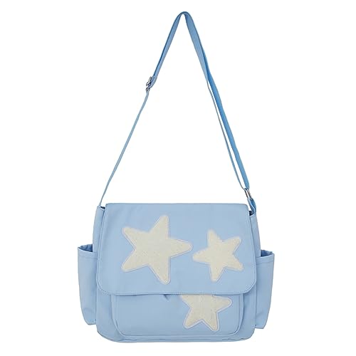 AIZHIYI Women Star Messenger Bag Multi-Pockets Star Crossbody Pouch Lightweight Adjustable Strap Large Capacity Slouchy Shopper Bag (Blue)