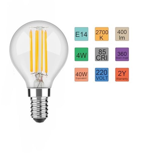 OUKAJO E14 Dimmable LED Light Bulb,SES Small Edision Screw Golf Ball Bulb,4W Warm White 2700K 400lm,10 Count (Pack of 1) - Image 3