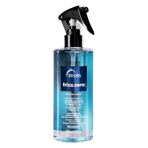 TRUSS Frizz Zero Liquid Hair Mask - Anti Frizz Treatment Spray with Thermal Heat Protection For Blow Drying, Flat Irons and Curling Irons - Detangler Spray Instantly Detangles Damaged Strands Cover