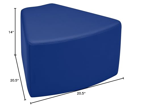 Image of Sprogs 12 inch H Structured Wedge Stool -Flexible Modular Collaborative Soft Seating for Office, Home, Lounge and School Classrooms with Durable Frame & Set of 2 inch Legs Add-on - Blue