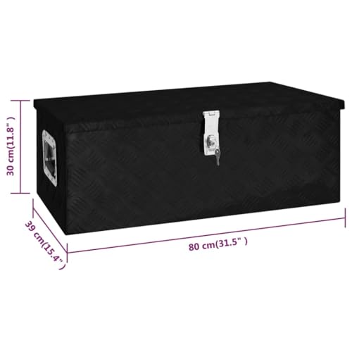 vidaXL Aufbewahrungsbox Aluminiumkoffer Aluminiumbox Lagerbox Lagerkiste Transportkoffer Transportkiste Schwarz 80x39x30cm Aluminium