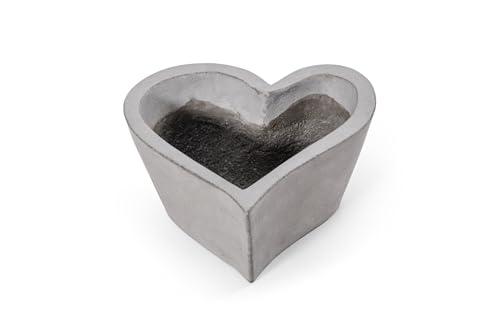 Teramico Pflanzgefäße Blumentöpfe Übertöpfe aus Leicht-Beton - absolut frostfest - für den Innen- und Außenbereich (Heart Pot, L)