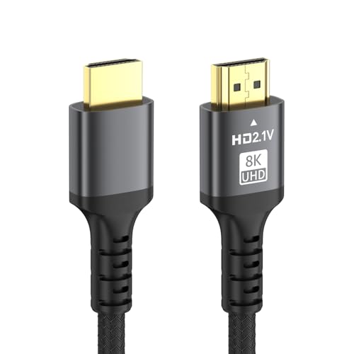 grofyllaa 8K HDMI 15ft Cable Ultra High Speed HDMI 2.1 Braided Nylon Wire Support 48Gbps 8K@60Hz 4K@120HZ HDCP 2.2 &2.3 DTS:X HDR eARC Compatible with Roku TV/3D/PS5/HDTV/Laptop/Blu-ray