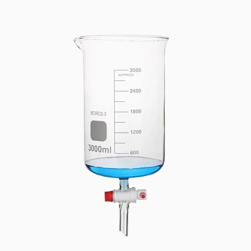 Matraz de vidrio de alto contenido en borosilicato Vaso de vidrio de borosilicato alto de perfil bajo con bomba de vacío de PTFE laboratorio de 500-5000 ml(500ml)