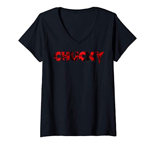 Mujer Chucky Faces In A Name Camiseta Cuello V