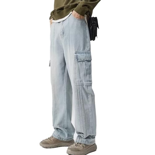 Men's Baggy Cargo Jeans Casual Comfortable Multi Pocket Y2k Denim Pants Straight Leg Work Utility Pants2
