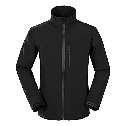 Men Military Tactical Stand Collar Jackets Casual Softshell Fleece Hiking Coat Winter Full Zip up Outdoor Jacket (Black,3X-Large)
