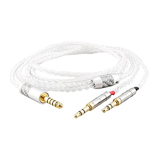 Tirstrup Pure Silver Headphone Cables 2m 4.4mm Balanced Male Cable Extension Cords Compatible with Hifiman Ananda NW-WM1Z, PHA-2A and Other Audio Player (4.4mm to Dual 3.5mm Male Version)