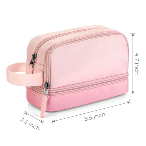 Image of Choco Mocha Pink Pencil Case for Girls, Large Soft Zipper Pencil Pouch for Teen Girls, Pencil Bag for Kids Girl with 3 Compartments, Gradient Pink