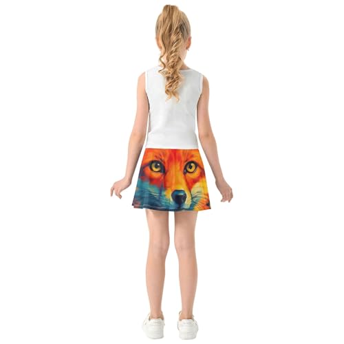 Girls' Shorts Athletic Skorts Tennis Skirts Kids Navy School Stylized Fox Prominent Sunset 3t4