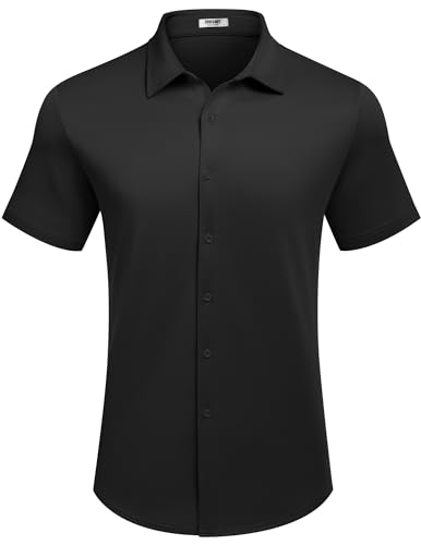 COOFANDY Mens Casual Wrinkle Free Shirts Short Sleeve Button Down Summer Stretch Dress Shirt - Image 3