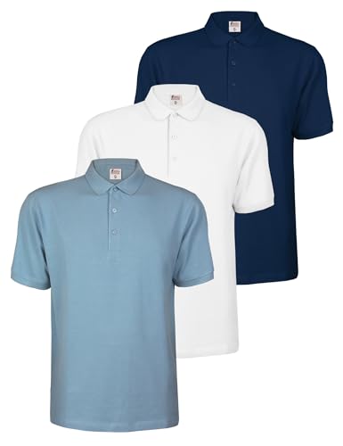 ALPIDEX Set da 3 Polo Uomo Manica Corta Cotone...