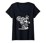 Womens Napoleon Bonaparte Pulling a Wheelie on a Motorcycle Funny V-Neck T-Shirt