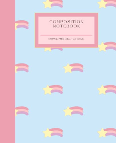 Composition Notebook: Cute Kawaii Pastel colored 100 Page Wide Ruled Notebook,7.5 by 9.25 Notebook Journal for Girls,Journal for