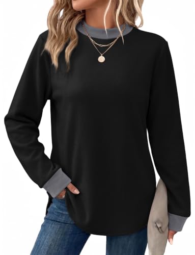 OFEEFAN Mock Neck Sweatshirt Long Sleeve Shirts Pullover Tops for Women Fall Fashion Winter Clothes Vacation Outfits
