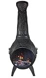 The Blue Rooster Rose Chiminea Outdoor Fireplace - Wood Burning Cast Aluminum Deck or Patio Firepit