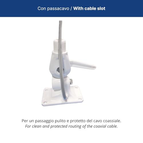 Image of Glomex 4-Way Nylon Heavy-Duty Ratchet Mount w /Cable Slot & Built-in Coax Cable Feed-Thru 1 inch-14 Thread