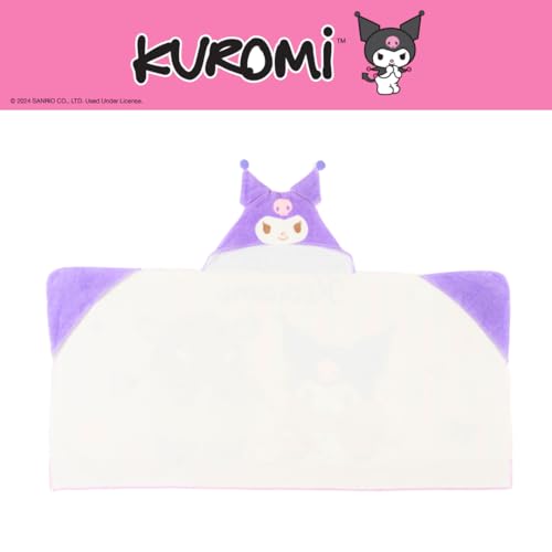 Image of Sanrio Kuromi Kids Super Soft Bath /Pool /Beach Soft Cotton Terry Hooded Towel Wrap, 24 in x 50 in, (Officially Licensed Product) by Franco