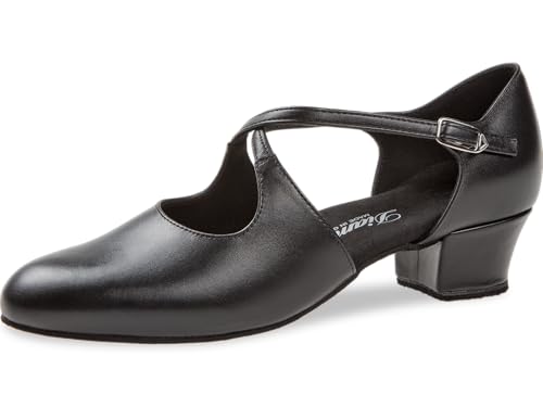 Chaussures de danse latine en cuir noir Diamant pour briller en soirée de salsa