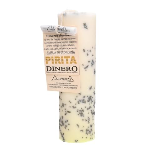 LAMARE Esoterische Pyritkerze – Geld – Ritualkerze – Handgefertigte Kerzen mit 100% Natur-Baumwolldocht