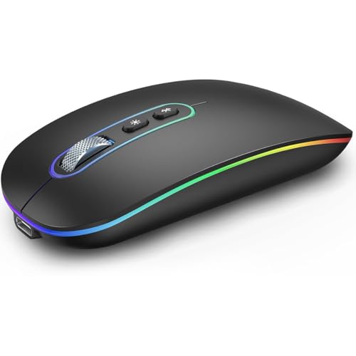 RaceGT Maus Aufladbar Kabellos Bluetooth 5.1 + USB 2,4 GHz LED Mouse Wireless Ergonomic Leise klickâ€¦ – Miniatur