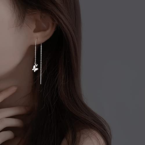 SLUYNZ 925 Sterling Silver Butterfly Dangle Earrings Chain for Women Teens Butterfly Drop Earrings Threader Tassel2