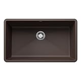 BLANCO, Café Brown 440147 PRECIS SILGRANIT Super Single Undermount Kitchen Sink, 32' X 19'