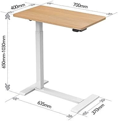FLEXISPOT Electric Standing Desk Height Adjustable Desk Overbed Desk with Desktop Sit Stand Desk Stable Steel Stand Up Desk with Up&Down Button (White Frame+70 * 40cm Maple Desktop)