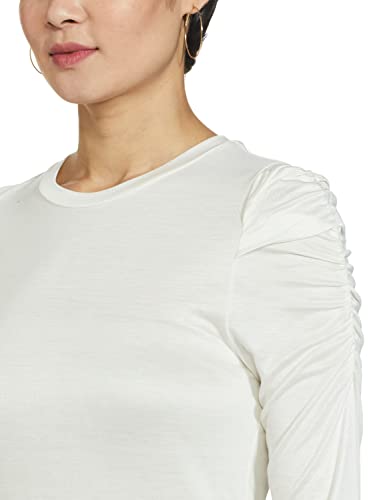 Image of Marks & Spencer Womens Solid Viscose Crew Neck Regular Fit Long Sleeve Top