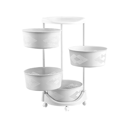 HUANGRUIHUA Carro Cocina Carrito Giratorio Redondo con Ruedas, Carrito De Plástico para Almacenamiento De Cocina, Carrito para Verduras Y Frutas Carro Cocina Ruedas(4 Tier)