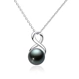 Black Pearl Necklace for Women Tahitian Pearl Pendant Infinity South Sea Cultured Pearl Necklaces...