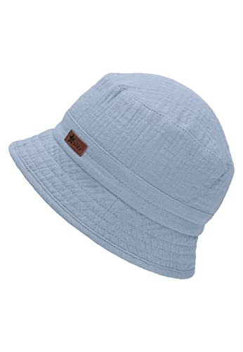 Sterntaler Cappello Da Pescatore Unisex In Mussola Per Bambini, Grigio/Blu, 53 - 2