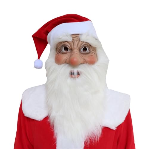 shilisongsitong Navidad Santa Claus Abuelo Anciano Pelo Mago máscara de látex Accesorios de Fiesta(Santac)
