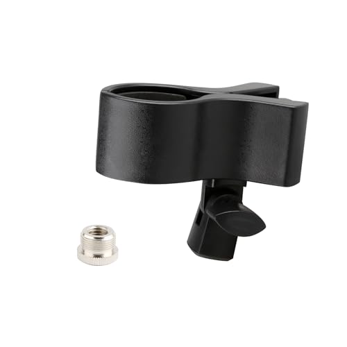 Tabanzhe Microphone Clip - Extra-Large Adjustable Spring Clip Universal for Microphone and Hair Dryer Anti-slip Holder up to 3/8" Screw Adapter(Black)