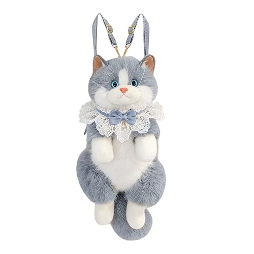 Mochila de felpa para gatos – 55 cm bolso bandolera de moda grande, lindo animal de peluche, mochila de felpa suave para gatos con cremallera | Ligera, correa ajustable para guardia