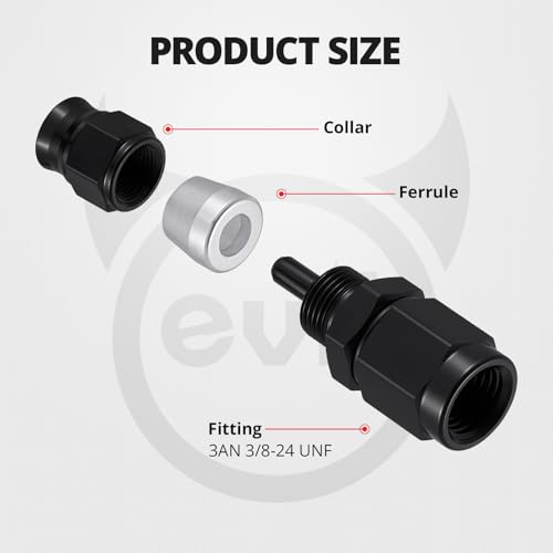 Image of EVIL ENERGY 3AN PTFE Hose End Fitting Straight Black for PTFE Hose Only 4PCS