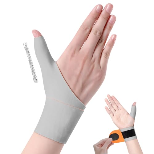 手首サポーター 親指サポーター 腱鞘 薄手 軽量 加圧 親指 固定 手首 サポート 親指付け根 薄型 指プロテクター 腱炎 左手用 右手用 男女兼用 メンズ レディース ブラック M (グレー, 右手用・Sサイズ)