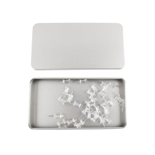Image of 2Pcs Empty Metal Container with Lid,Portable 6.7x3.5x0.6inch / 17x9x1.5cm Metal Storage Box for Storing Jewelry, Crafts, Sewing Supplies and Other Small Items, Silver
