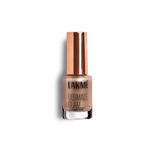 Image of LAKME Ultimate Glam Chrome Nail Paint, Brown, 6ml, for Stylish and Sassy Nails, with Metallic Brilliance, Quick Dry Formula, Glitter Nail Paint, for Women