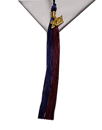 Grad days Graduation Tassel Two-Colored with 2021 Gold Year Charm Grad Day (Navy/Maroon, 2021)